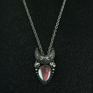 Boho Crescent Moon Moonstone Star Waterdrop Pendant Necklace
